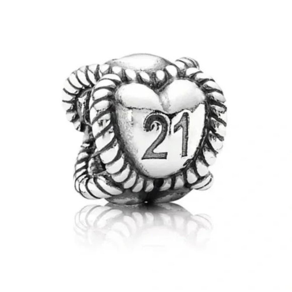 Retired Pandora 21st Birthday Milestone Charm 21 years old